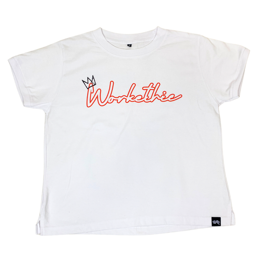 Royal Hustle Cropped Tee (White)